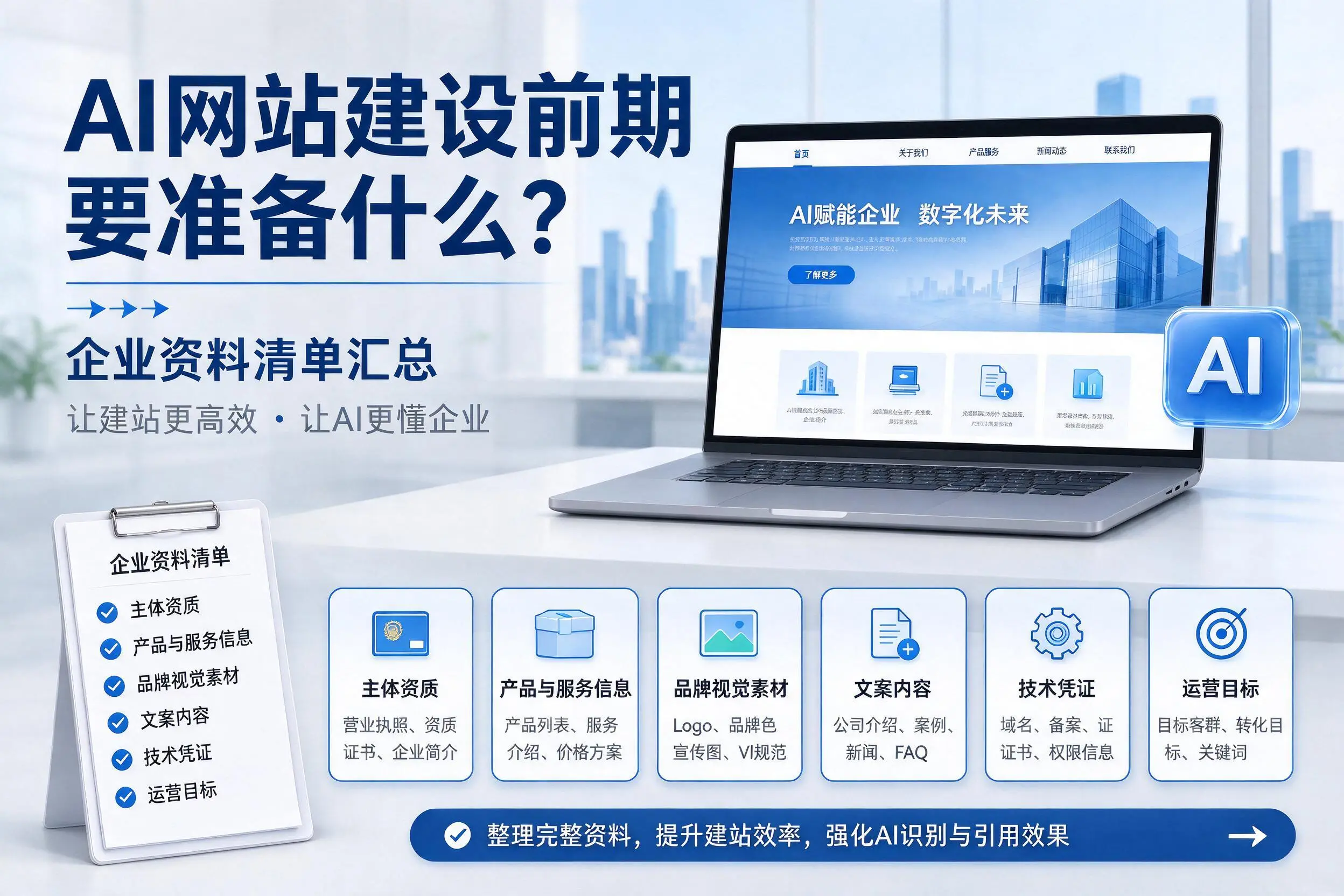 AI网站建设前期要准备什么?温州企业资料清单汇总