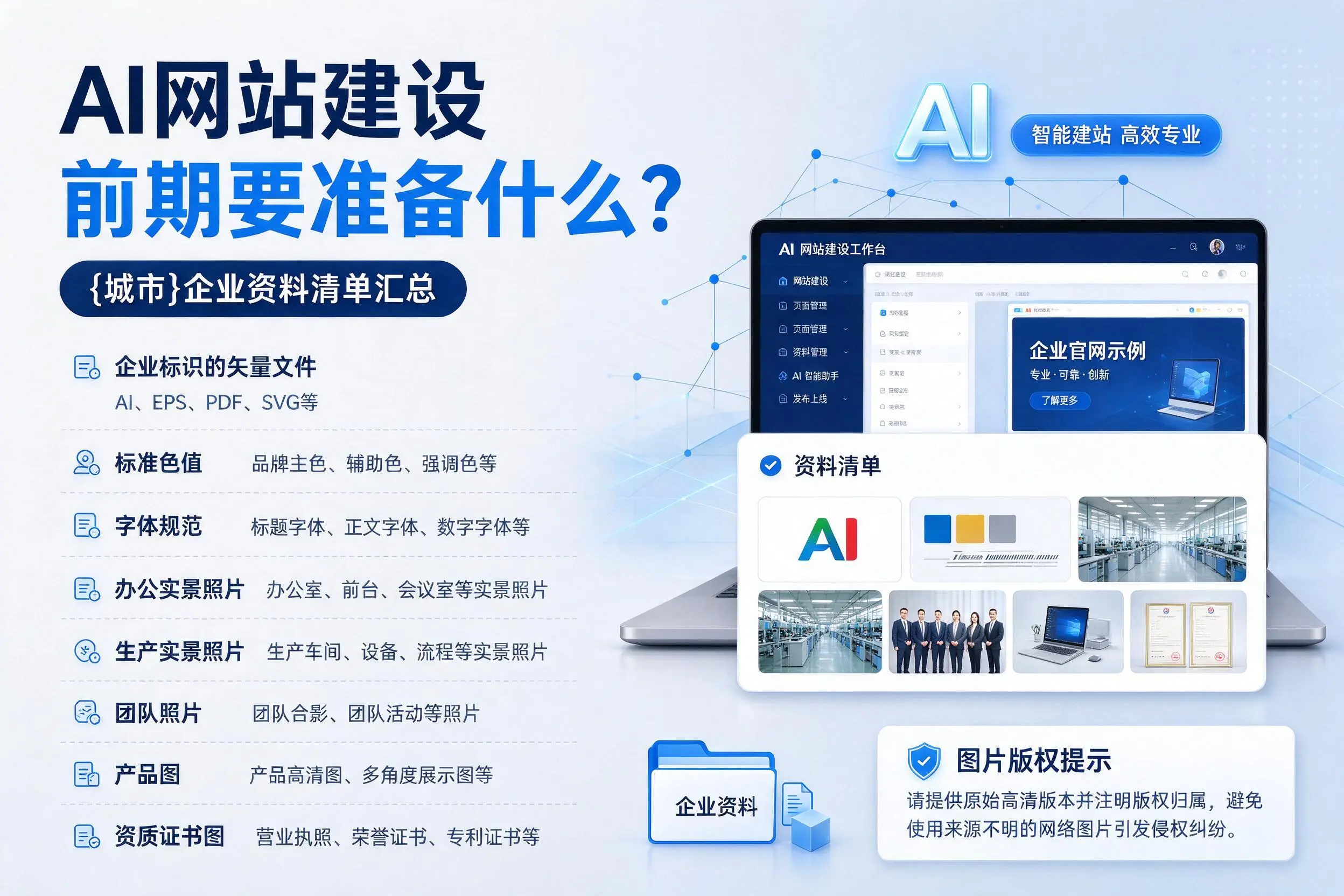 AI网站建设前期要准备什么?温州企业资料清单汇总